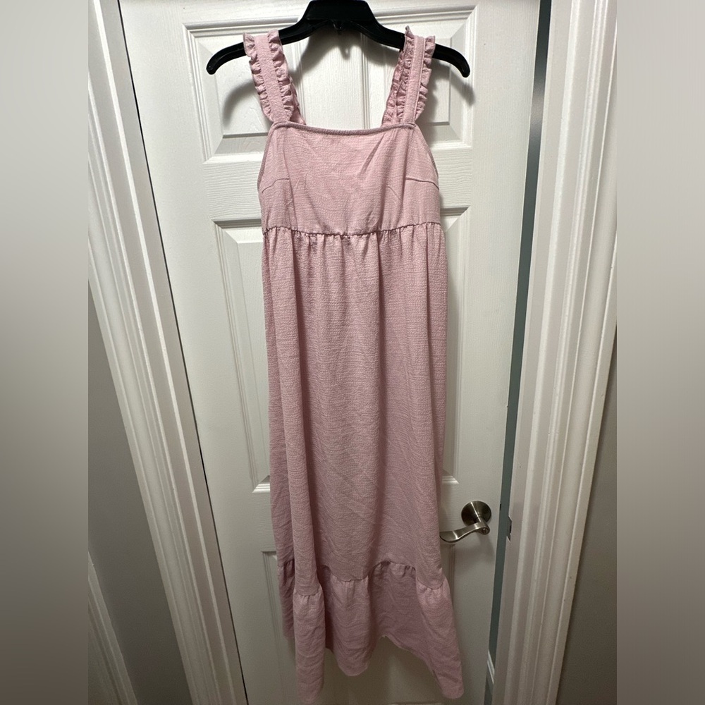 BOGO *ALL MATERNITY* SHEIN Maternity Smocked Maxi Dress Ruffle Straps Dusty Pink